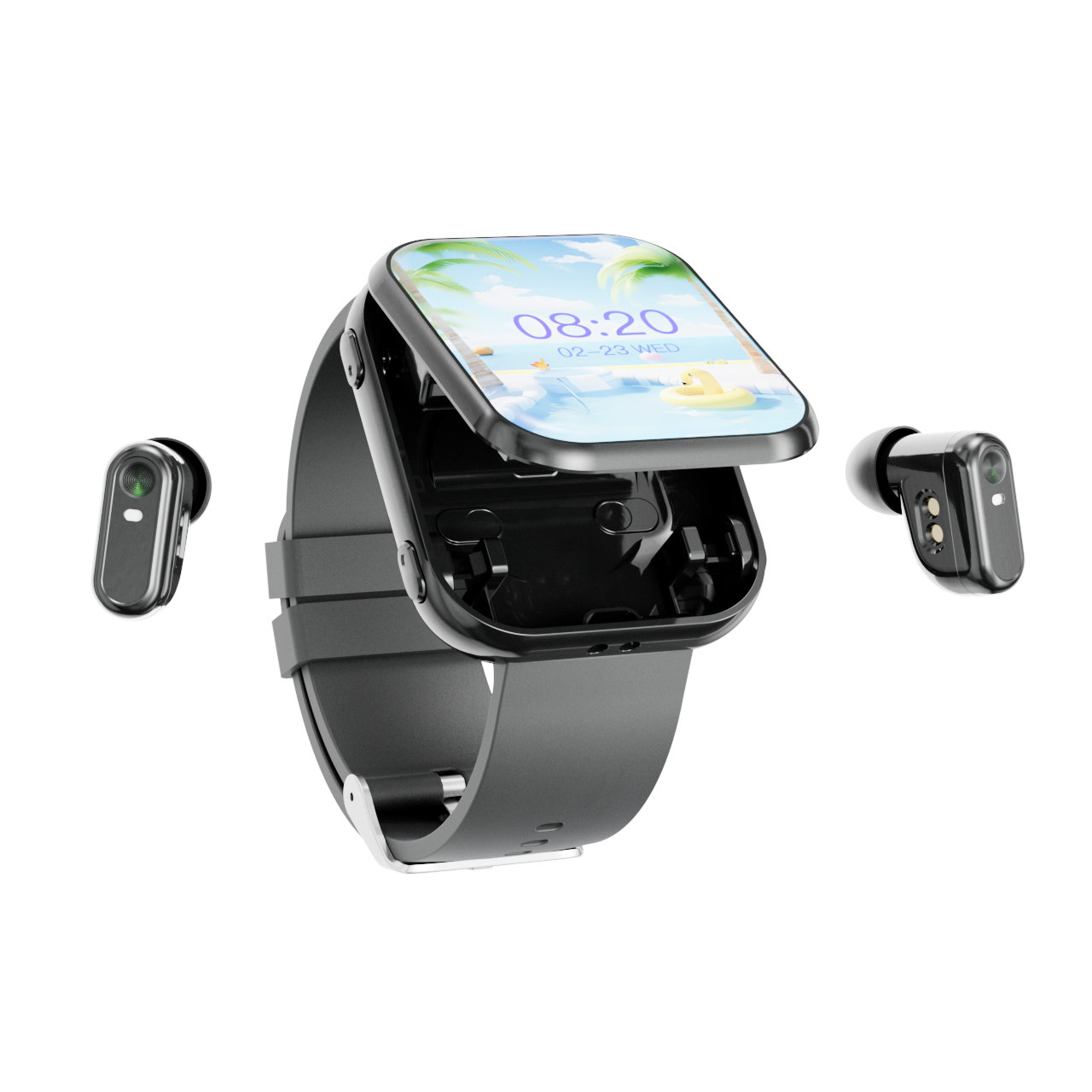 T1 Hybrid Smart Watch with Detachable True Wireless Earbuds