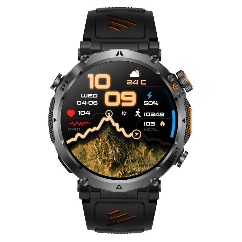 HT42 Smart Watch – Altitude Barometer, Compass, LED Torch, GPS, 850mAh Long Battery Life, Rugged Alloy Design